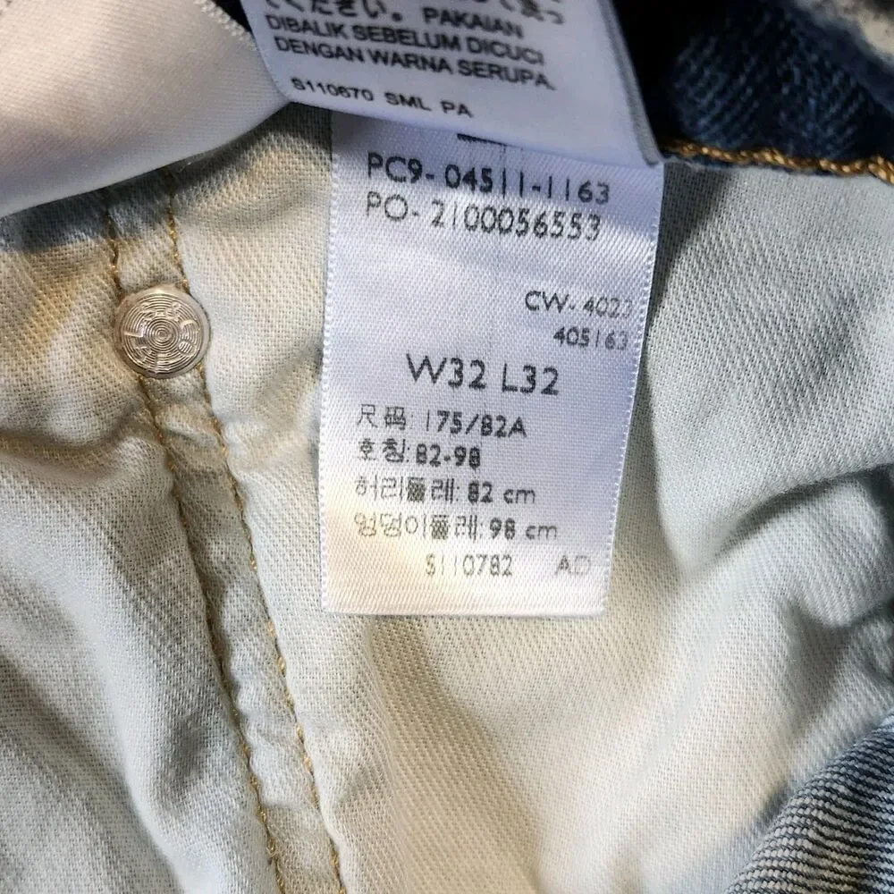 Mens Levi's 511 Denim Blue Jeans Slim Fit 32x32 Medium Wash